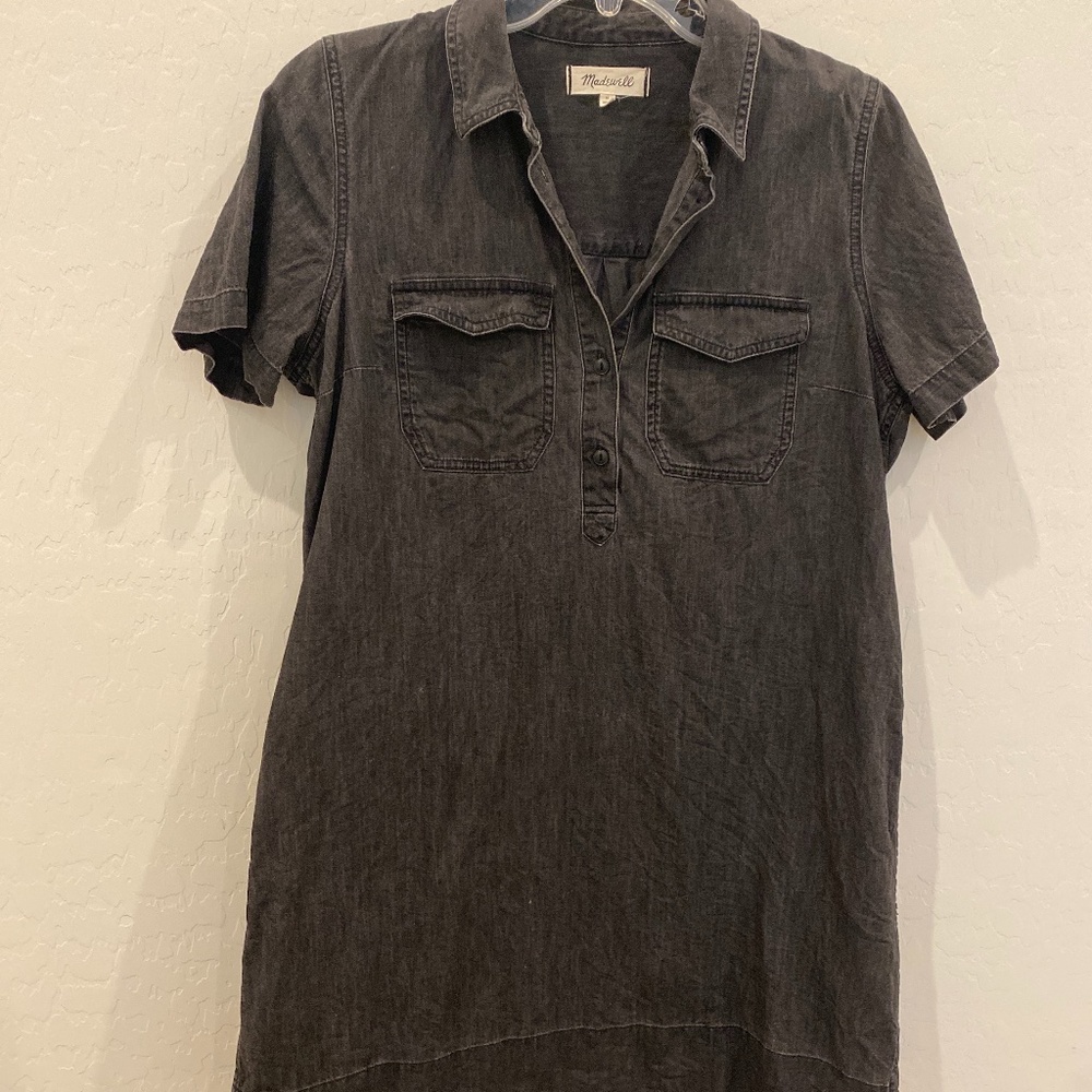 Madewell Black Denim Shift Pullover Dress